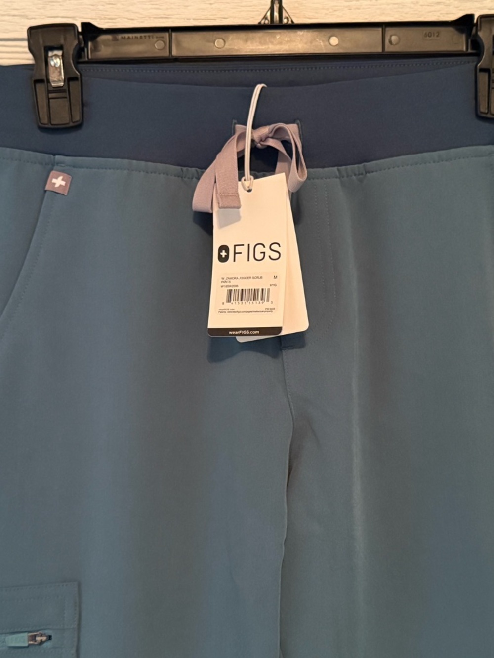 Figs Teal Womens Scrub Bottoms with Zip Cargo Pocket - Picture 2 of 4